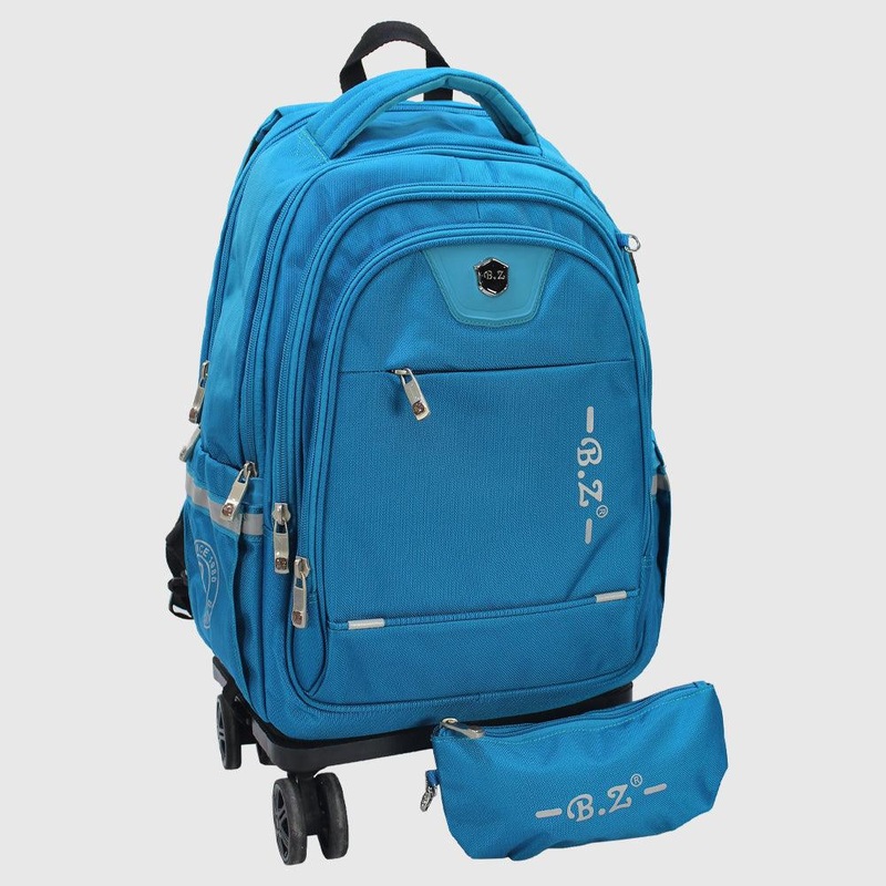 Turquoise 18 Inches Trolley Backpack + Pencil Case