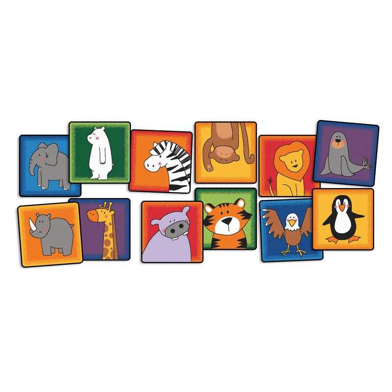 Zoo Animals Seating Kit, Set of 12, 16″ Squares