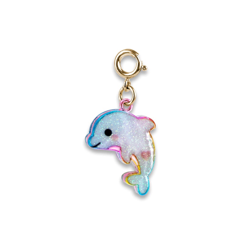 Charm It Gold Glitter Tie-Dye Dolphin Charm
