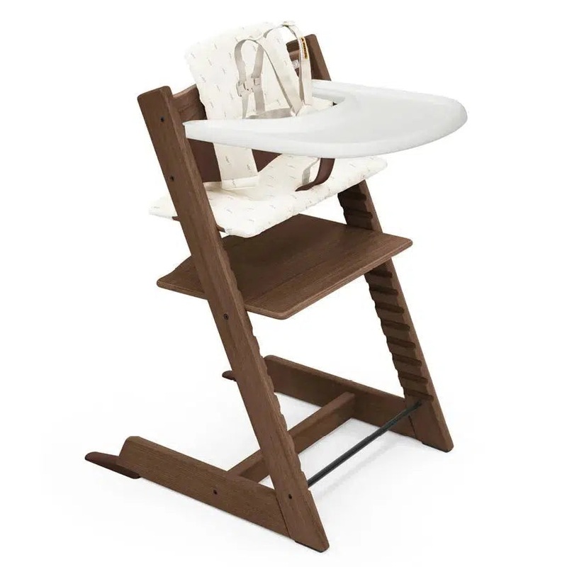 Stokke – Tripp Trapp High Chair + Cushion + Tray – Oak Warm Brown with Wheat
