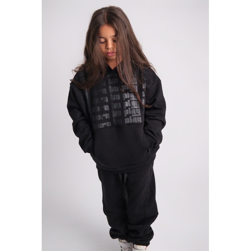 Unisex “Born To Play” Black Long-Sleeved Hoodie