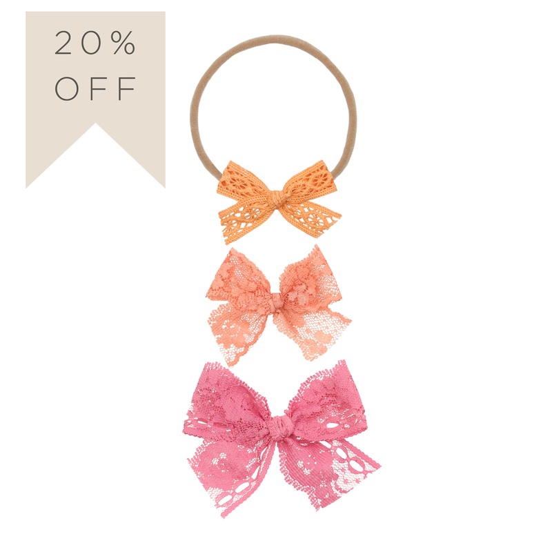 Lace Bow 3 Pack – Tangerine Headbands