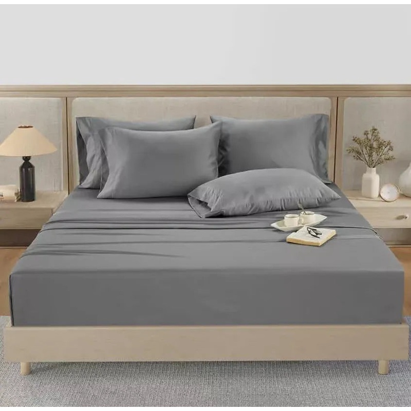 Sateen 800 Thread Count Cotton 6-Piece Sheet Set – King Size – Gray