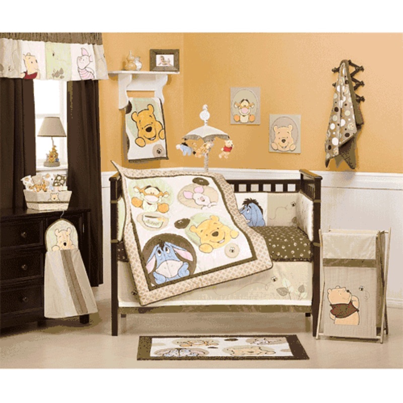KidsLine Peek A Boo Pooh 4 Piece Crib Bedding Set
