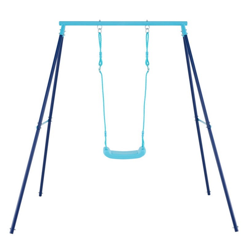 Outdoor Heavy Duty Metal Toddler Swing Set With Stand-Blue