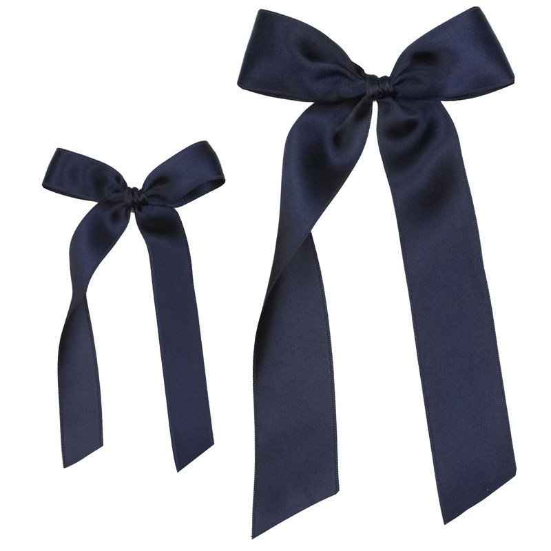 Satin Bow – Midnight Blue Sash Clip