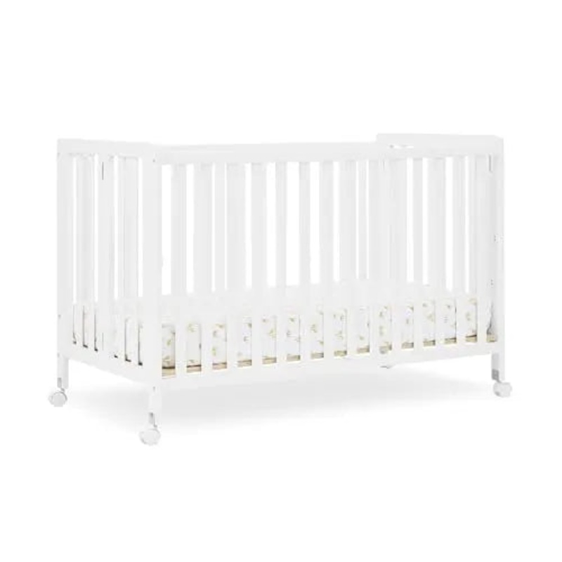 Simmons Kids Aria Full Size Portable Folding Crib – Bianca White