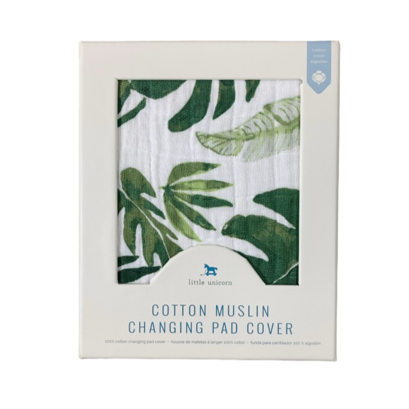 Little Unicorn Cotton Muslin Changing Pad Cover, Tropical Leaf
