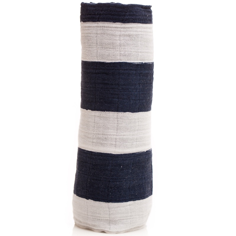 Little Unicorn Cotton Muslin Swaddle – Navy Stripe