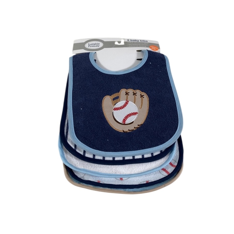Luvable 5 Pack Drooler Bibs, Baseball