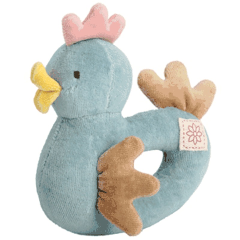 MiYim Simply Organic Cotton Chicken Rattle in Blue