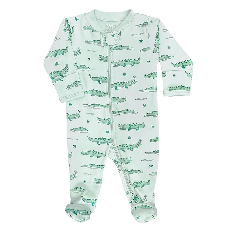 Noomie Zipper Footie Crocodiles Green