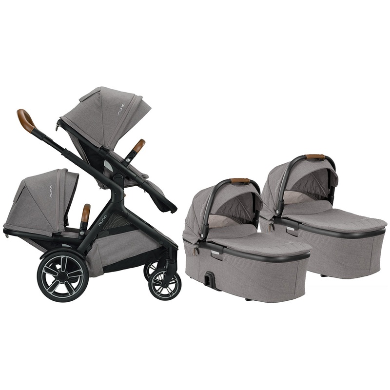 Nuna DEMI Grow Twin Stroller + Bassinet Bundle – Frost