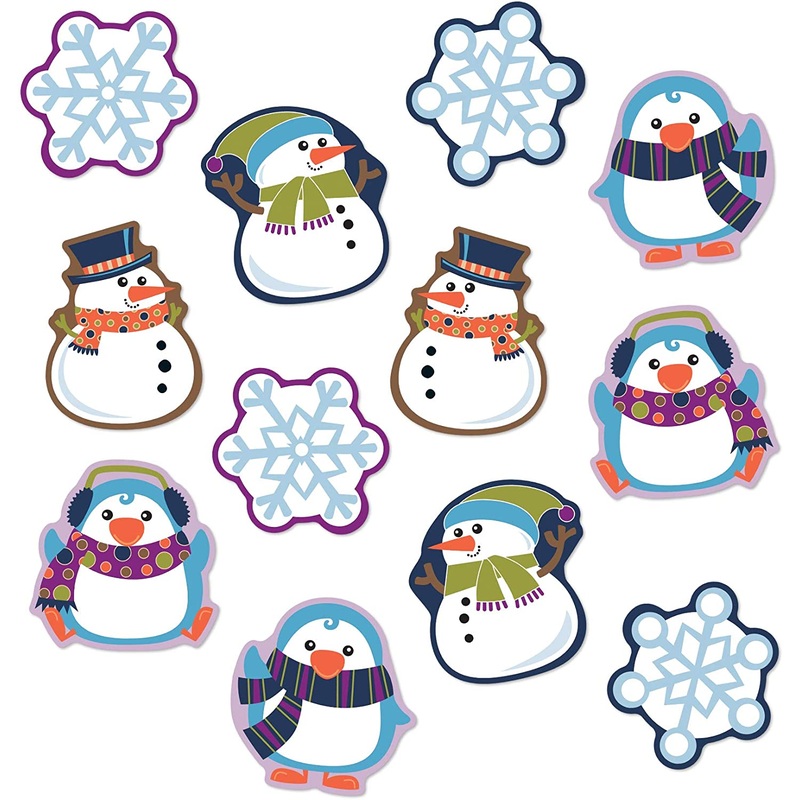 Winter CutoutsPenguin, Snowmen, Snowflake Decorations (36 pc)