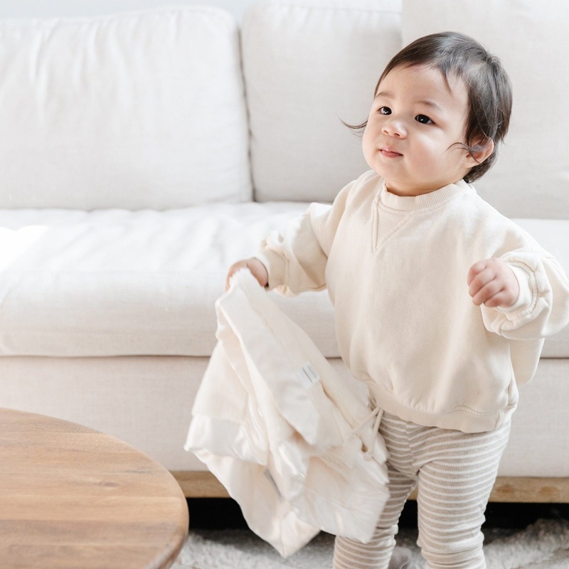 Ivory Satin Border Blanket – Mini