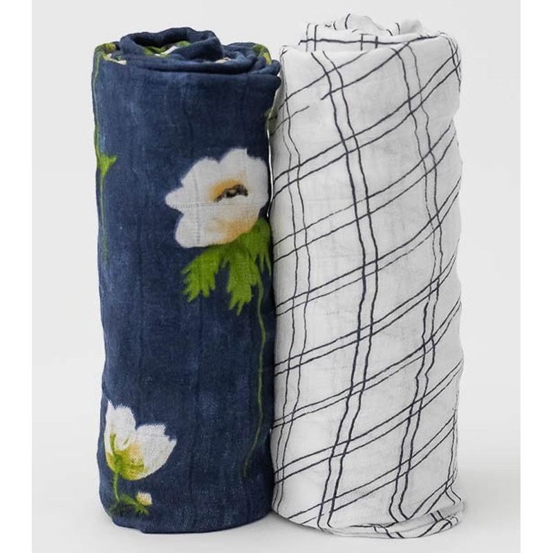 Little Unicorn Deluxe Muslin Swaddle 2 Pack White Anemone
