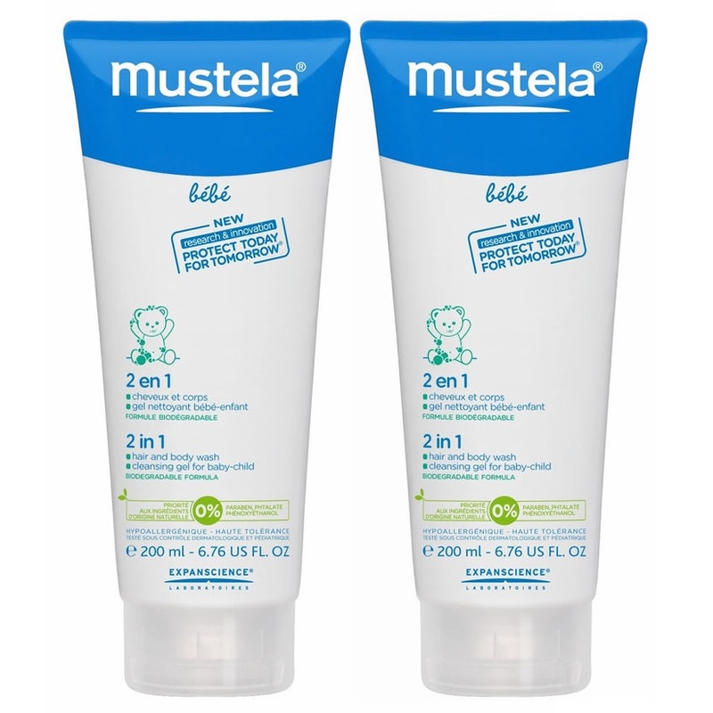 Mustela 2 in 1 Hair & Body Wash, 6.76 oz – 2 Pack