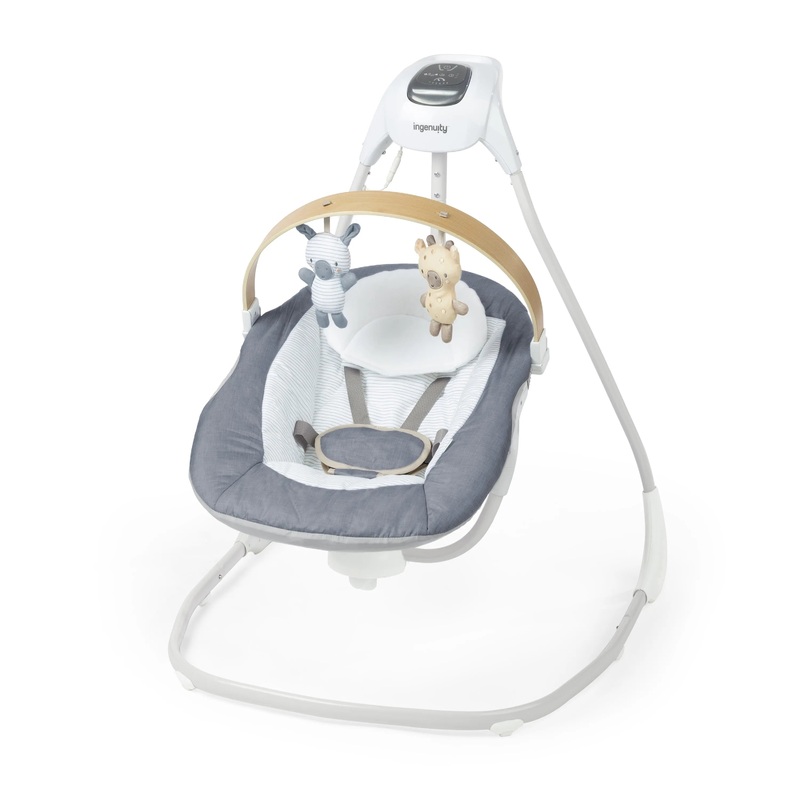 SimpleComfort Compact Soothing Baby Swing – Chambray (See Description)