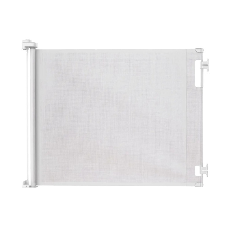 Retractable Baby Gate Perma Child Safety 33″ Tall x 71 Wide, Mesh, for Stairs, Doorways, Dogs, Pets, Indoor, Outdoor, One-Handed Operation, Locking, Easy Install, Hardware Mount, White White 33″ Tall x 71″ Wide