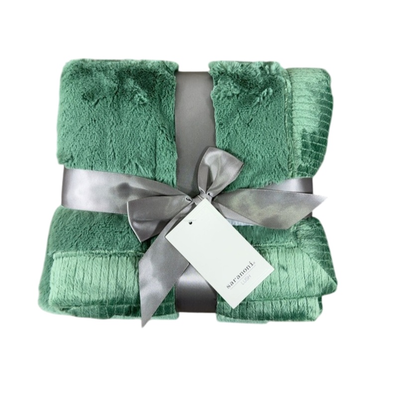 Saranoni Satin Border Receiving Blanket, Seagrass