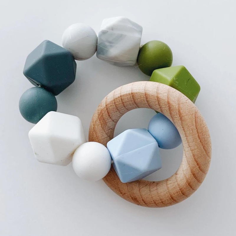Sugar + Maple Silicone + Beechwood Teether Multi