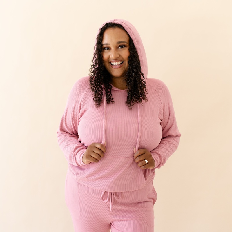 Women’s Ribbed Hoodie in Apple Blossom
