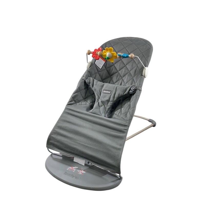 BabyBjorn Bouncer Bliss Bundle With Toy Bar, Anthracite Cotton Classic Quilt, Dark Gray Frame, Flying Friends