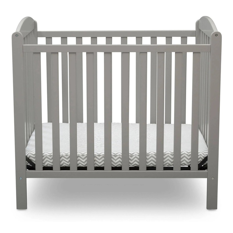 Emery Mini Convertible Baby Crib with Mattress – Gray