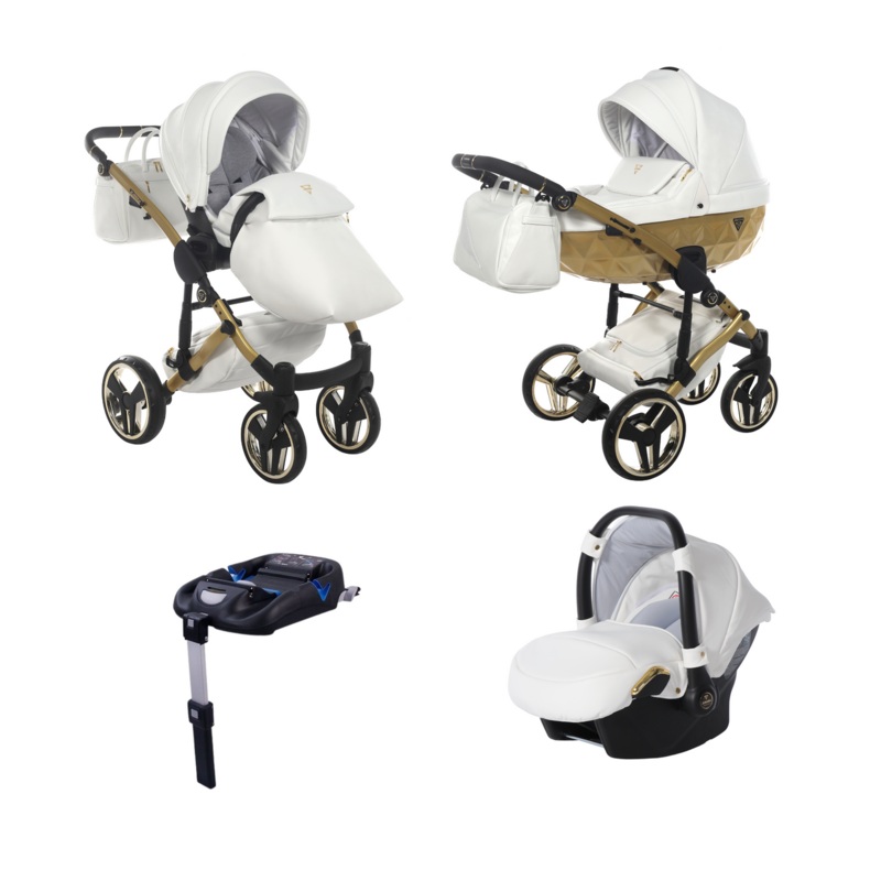 JUNAMA FLUO INDIVIDUAL SATIN WHITE GOLD – 4IN1 (INCLUDES CAR SEAT & ISOFIX BASE)