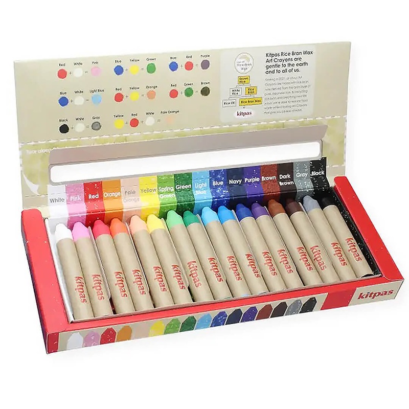 Kitpas Rice Bran Wax Art Crayons 16 Colors