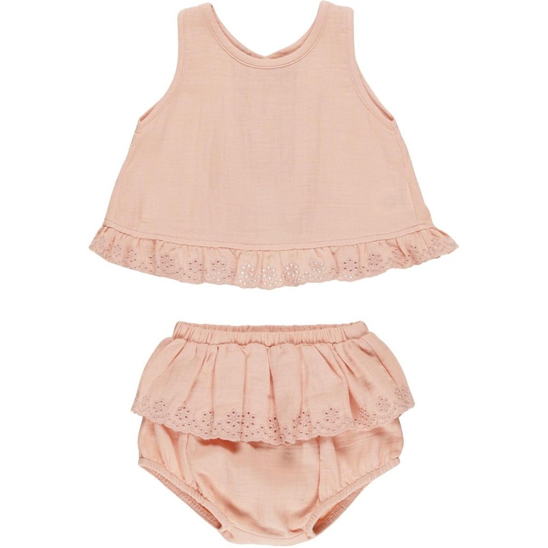 Quincy Mae Ruffled Tulip Top + Bloomer Set || Melon