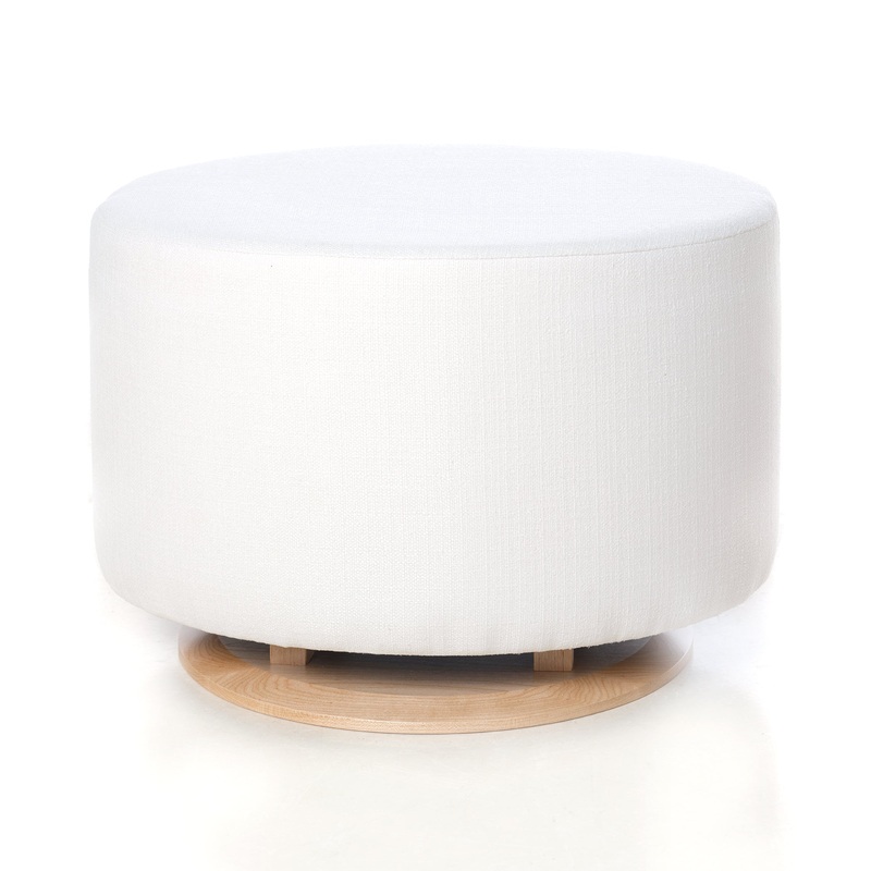 Small Stationary Oval Ottoman with Wood Base
