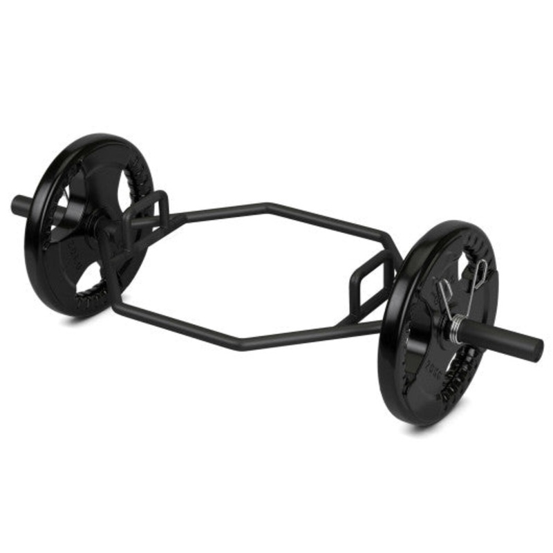 56 Inch Olympic Hexagon Deadlift Trap Bar With Folding Grips Powerlifting-Black