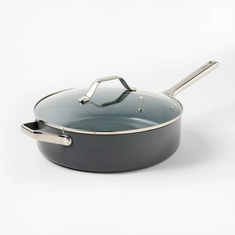 5qt Nonstick Ceramic Coated Aluminum Saute Pan Dark Gray –  (See Description)