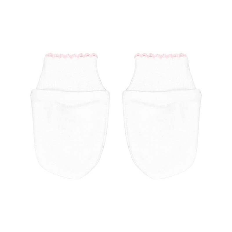 Basic Solid Mittens White/Pink