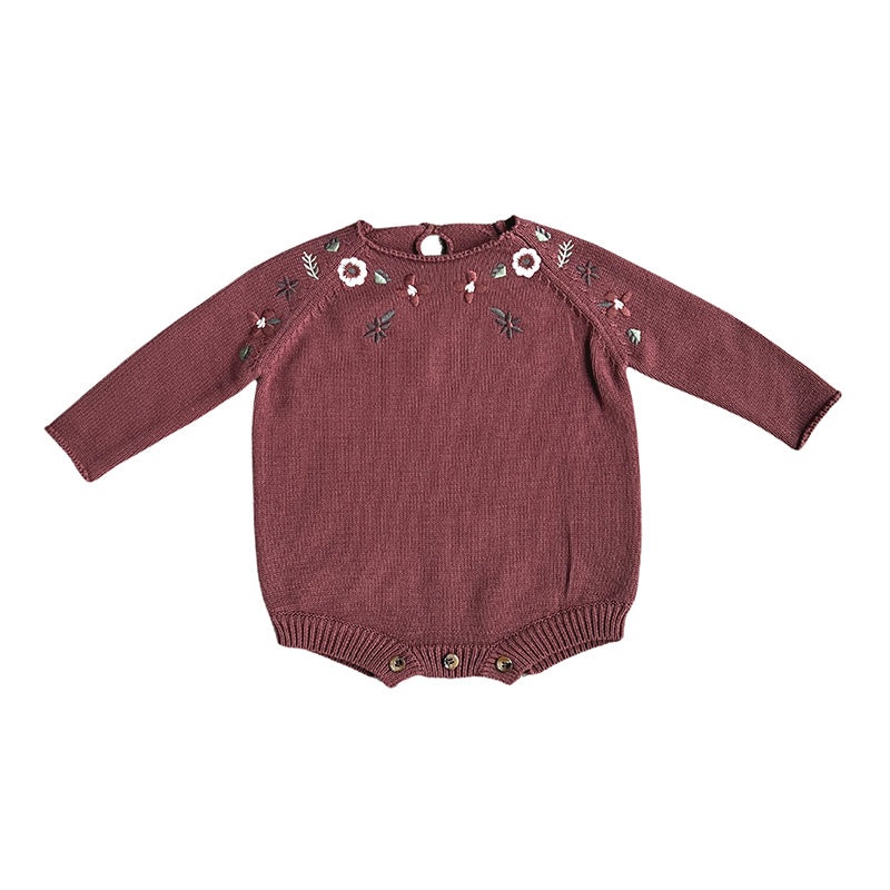 Floral Embroidery Romper – Cranberry Floral
