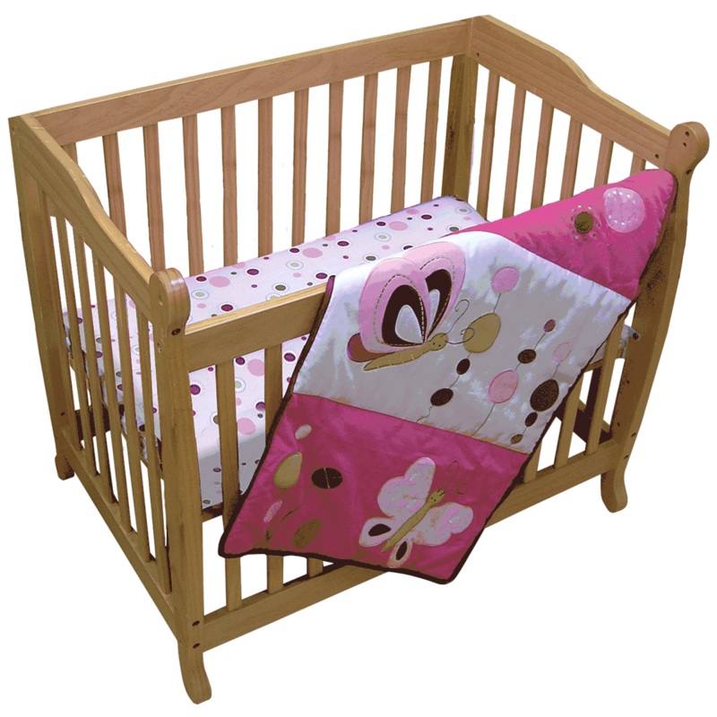 Lambs & Ivy Raspberry Swirl 2 Piece Mini Crib Set