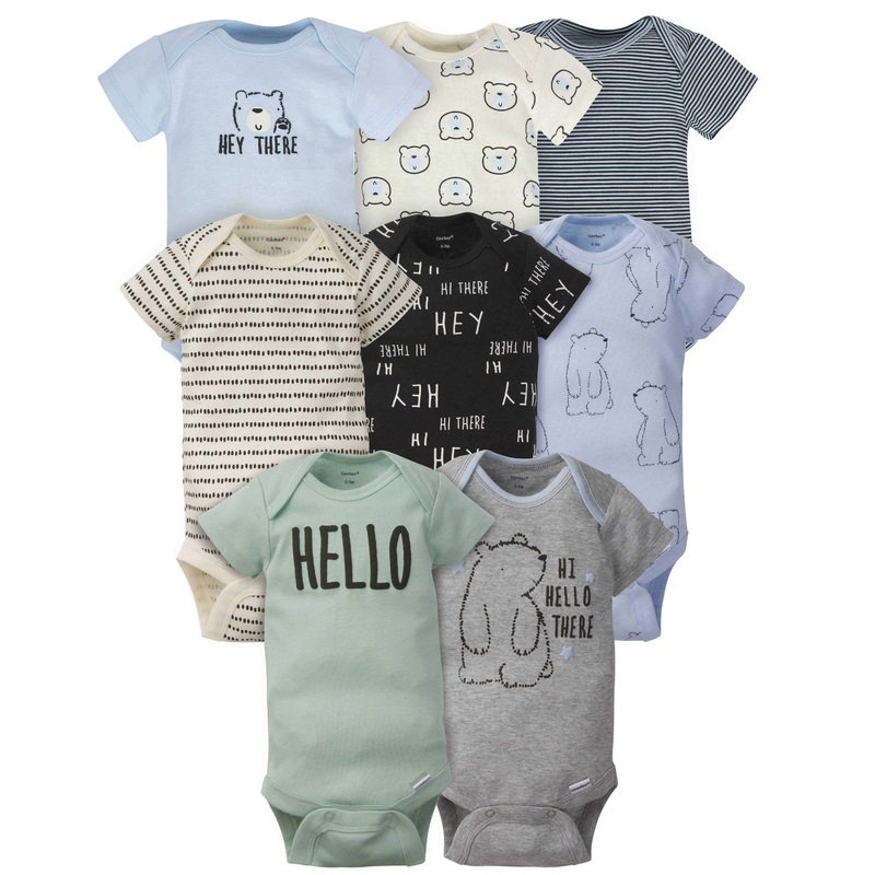 Gerber 8-pack Baby Boys’ Bear Short Sleeve Onesies Bodysuits
