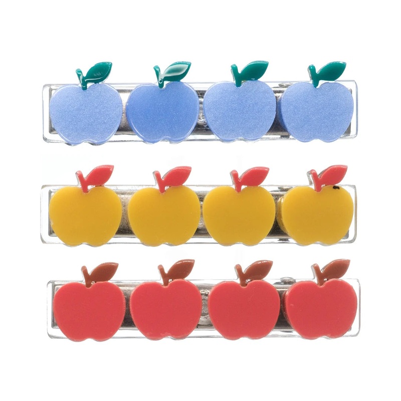 Lilies & Roses Apple Yellow Red Blue Hair Clips