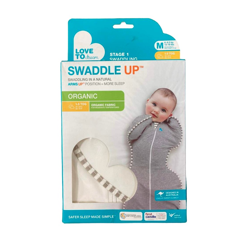 Love To Dream Organic Swaddle UP Original 1.0 Sleep Sack, Cream, Medium