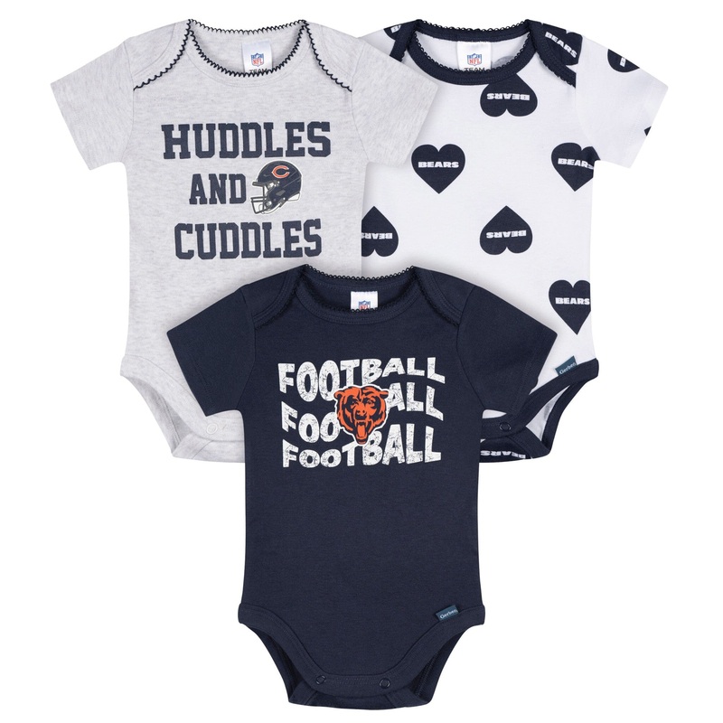 3-Pack Baby Girls Chicago Bears Bodysuit Set