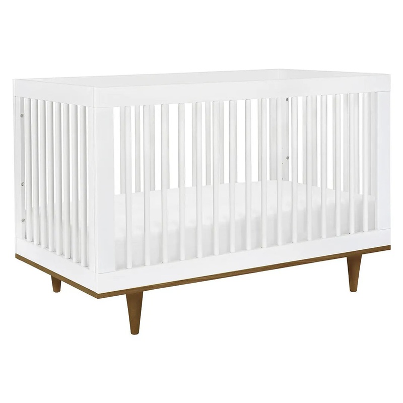 Marley 3-In-1 Convertible Crib – White Finish and Walnut Legs
