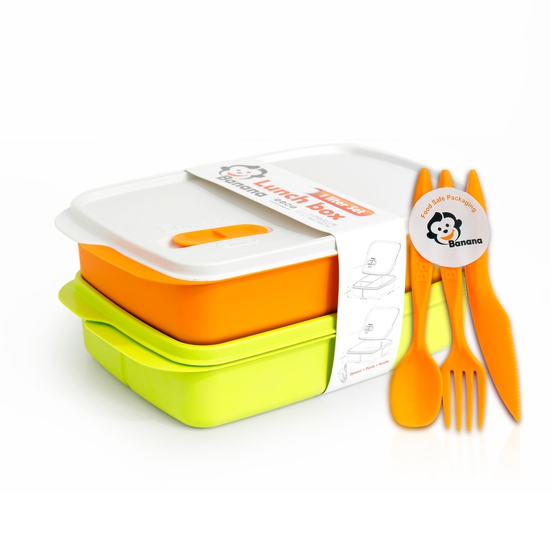 Plastic Lunch Box Set  Green (2-Piece of 1L)