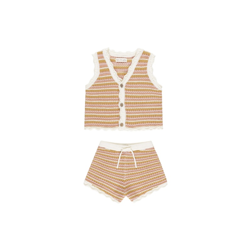 Rylee + Cru Scallop Crochet Set – Pink Stripe