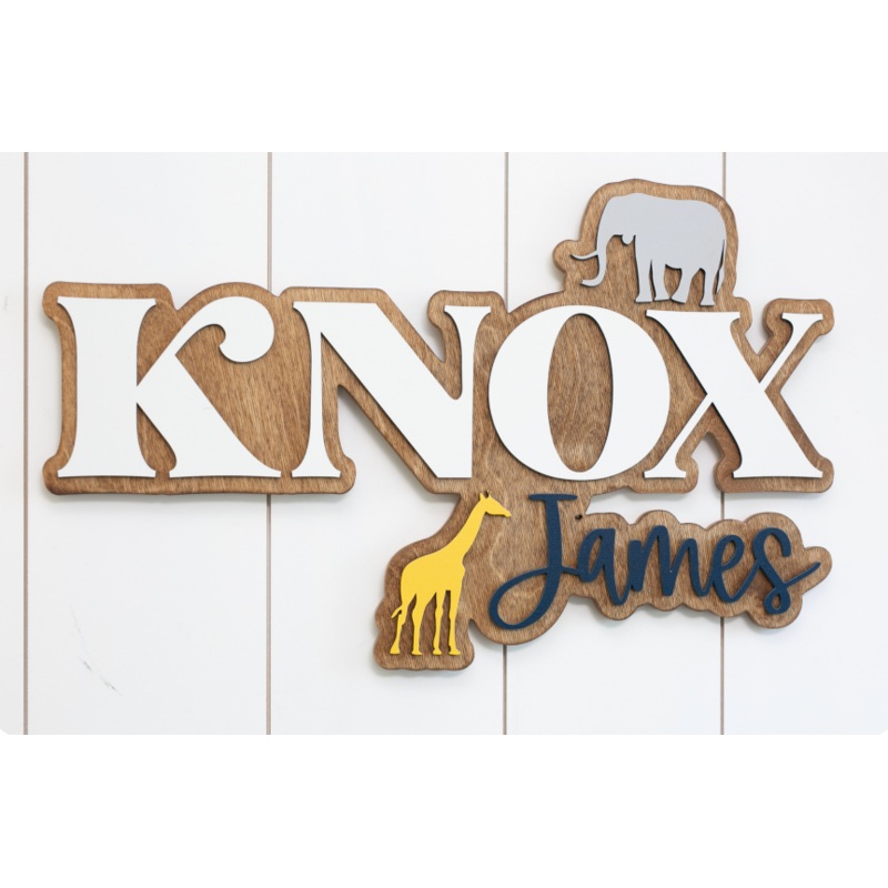 Sugar + Maple Personalized Bubble Wood Sign | Safari