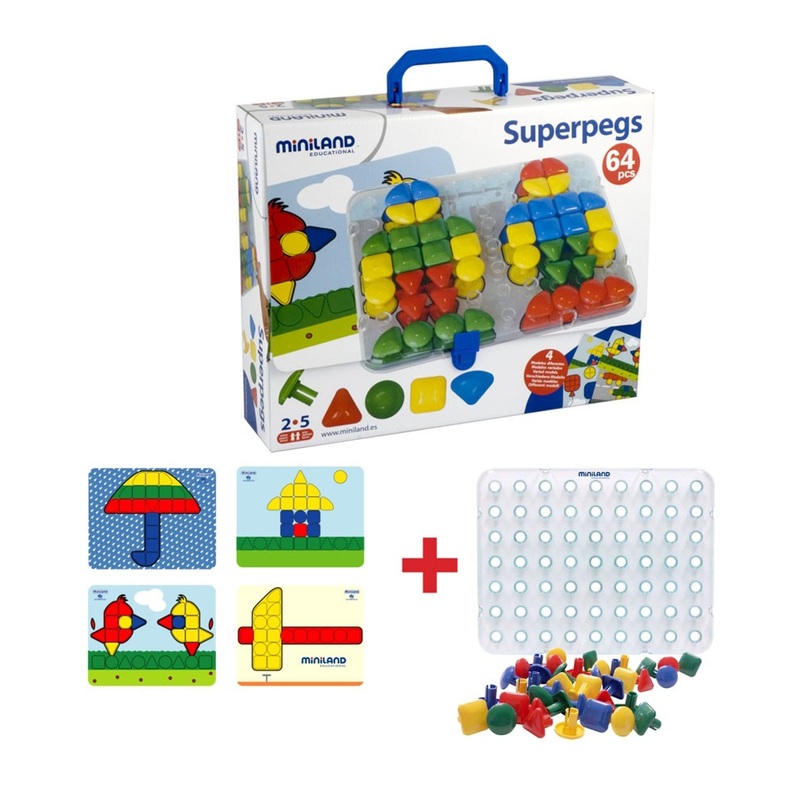 Super Pegs Set (Board + 4 Cards + 64 Pegs)