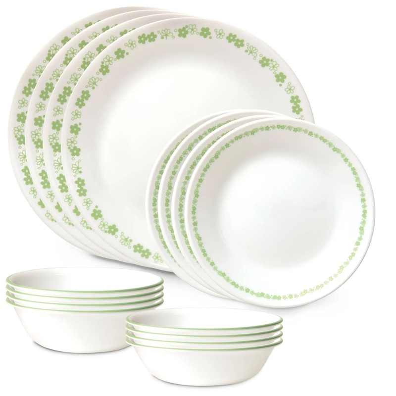 16pc Spring Blossom Green Dinnerware Set