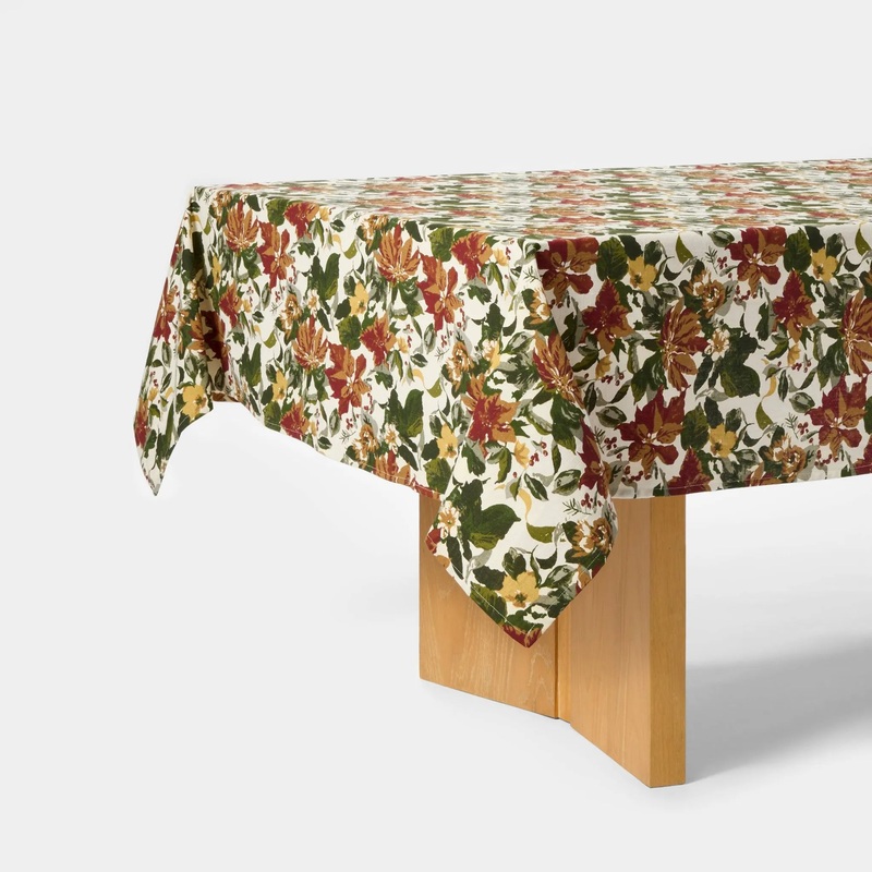 84″x60″ Floral Tablecloth – Threshold designed with Studio McGee: Rectangle Cotton, Machine Washable, Multicolored