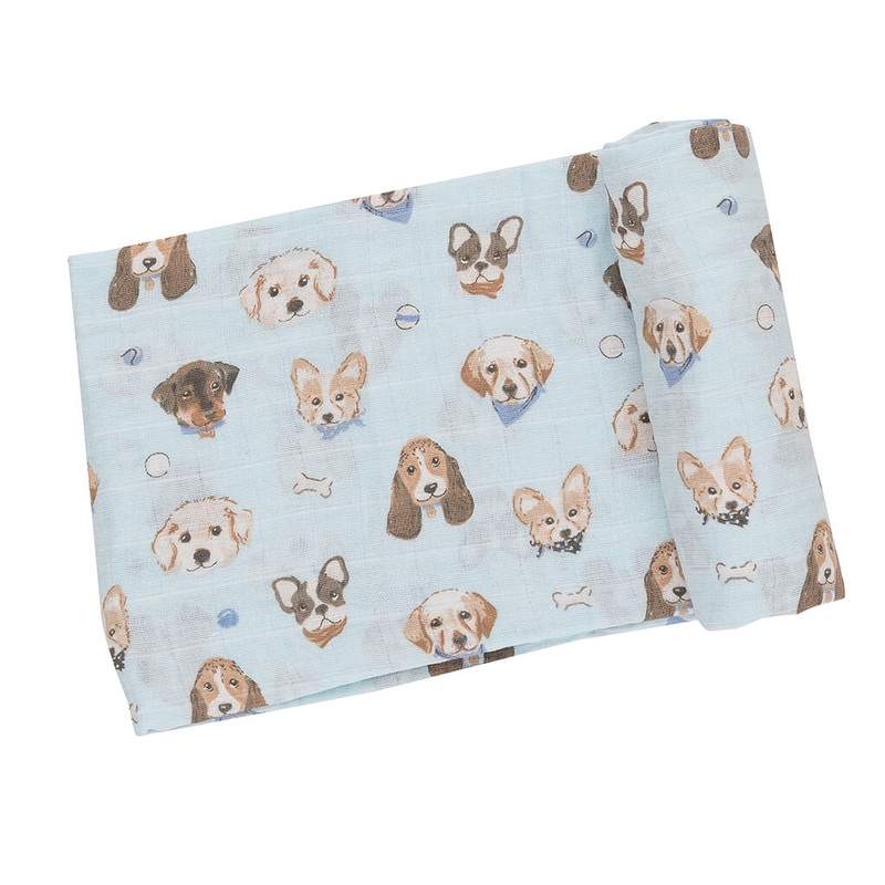 Angel Dear Muslin Swaddle Blanket Vintage Puppy Faces