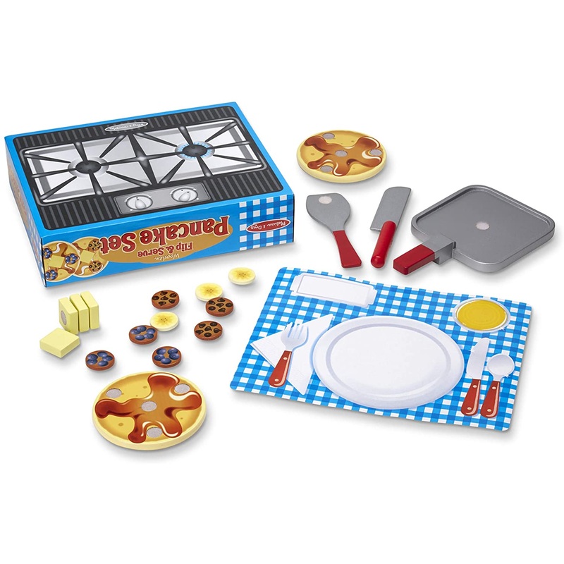 Flip and Serve Pancake Set (19 pcs) – Wooden Breakfast Play Food
